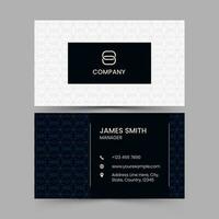 Floral Pattern Business Card Template In Blue And White Color. vector