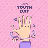 Happy Youth Day Concept With Human Hand on Pink Background. vector