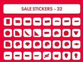 Set Of Sale Sticker Or Label, Tag Element On Red And White Background. vector