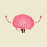 Flat illustration of a human brain doing meditation, Mental Health Concept. vector