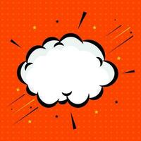 Empty Cloud Shape Frame With Stars On Orange Dotted Pattern Background. vector