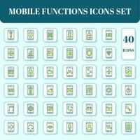 Yellow And Blue Color Set Mobile Functions Icon or Symbol. vector