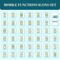 Yellow And Blue Color Set Mobile Functions Icon or Symbol. vector