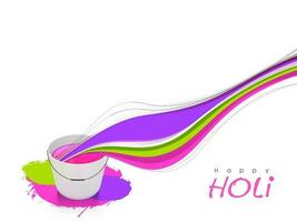 Colorful Splash Upwards From Bucket Against White Background For Happy Holi Celebration Concept. vector