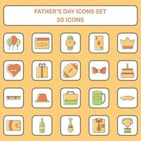 Isolated Colorful Set Icon Of 30 Father Day Square Icons. vector