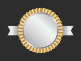 Golden And Silver Blank Badge Element On Black Background. vector