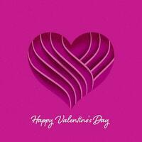 Happy Valentine's Day Font With Paper Cutting Heart Layer On Pink Background. vector