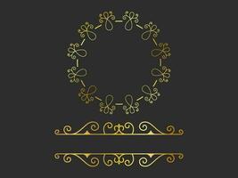 Golden Motif Or Flourish Emblem And Copy Space On Black Background. vector