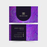 Fluid Art Business Card Design In Front And Back View. vector