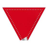 Curl Triangle Shape Label In Red Color. vector