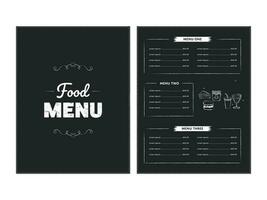 Food Menu Card Template Layout In Front And Back Side. vector