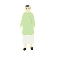 Indian Man Wearing Traditional Dress In Standing Pose. vector