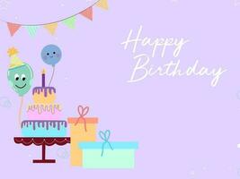 Birthday Concept with Cake, Gifts and Balloons. vector