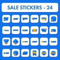 Paper Sticker Or Label, Tag Collection On White And Blue Background. vector