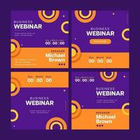 Social Media Post Or Template Design In Four Options For Business Webinar. vector