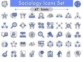 azul y blanco conjunto de sociología plano iconos vector