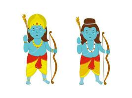 Lord Rama And Lakshman Giving Blessings In Standing Pose. vector