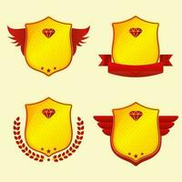 Shield Frame Or Badge Collection On Yellow Background. vector