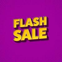 Yellow Flash Sale Font On Dark Magenta Halftone Effect Background. vector