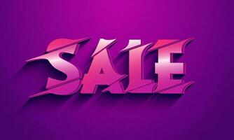 3D Sliced Effect Sale Font On Purple Background. Advertising Banner Design. vector