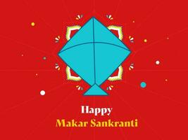 contento makar sankranti concepto con un cometa en rojo rayos antecedentes. vector