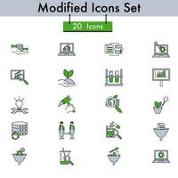 Blue And Green Set Of Modified Flat Icon Or Symbol. vector