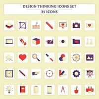 Colorful Design Thinking 35 Icon Set In Flat Style. vector