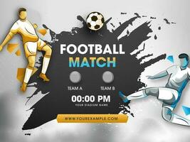 Football Competition Template with Opposite Team Players Character Vectors, and Match Day Details. Grey Grunge Effect. vector