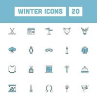 azul y blanco conjunto de invierno icono o símbolo. vector