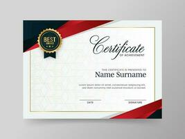 Certificate Of Achievement Award Template Design With Rhombus Pattern In White Color. vector