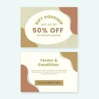 Gift Card Or Voucher Template Design With Discount Offer In Front And Back Side. vector