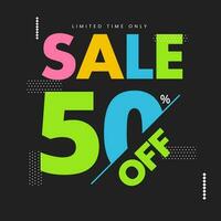 Sale Poster Design With Discount Offer On Black Background. vector