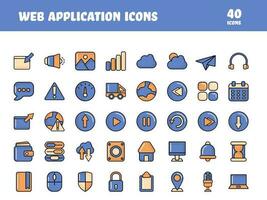 Blue And Orange Set Of Web Application Flat Icon Or Symbol. vector