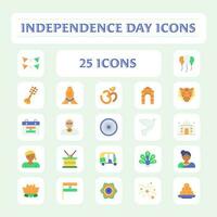 National Festival of Indian Independence Celebration Day Icon Set. vector