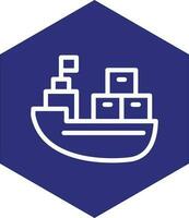 Cargo Boat Vector Icon Design