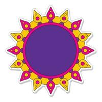 Sticker Style Empty Mandala Frame On White Background. vector