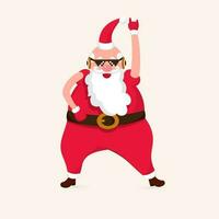 Cool Santa Clause wearing Black Goggles, Happy and Dancing. vector