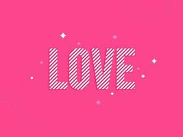 Striped Love Font On Pink Background. Can Be Used As Poster Design. vector