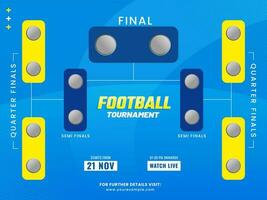 Football Quarter-Final And Semi-Final Ties Structure On Blue Background. vector