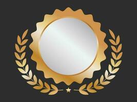 Empty Badge Or Label With Golden Laurel Wreath On Black Background. vector
