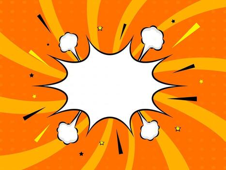 Empty Starburst Frame With Bubbles On Orange Rays Background. vector