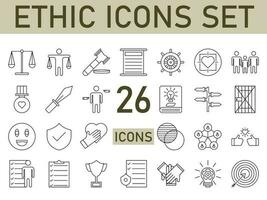 Black Line Art Set Of Ethic Icon In Flat Style. vector