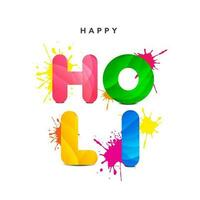Colorful Happy Holi Font With Color Splatter Effect On White Background. vector