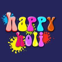 Glossy Colorful Happy Holi Font With Color Splash Effect On Blue Background. vector