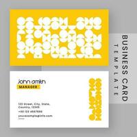 Yellow And White Color Business Card Template Layout With Double-Sides. vector