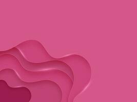 Shiny Pink Waves on Pink Background, Abstract Paper-Cut Concept. vector