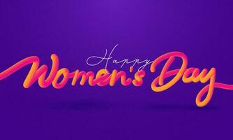 Gradient 3d Blend Women's Day Font On Purple Background. vector