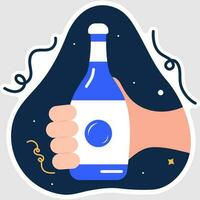 nuevo año celebracion concepto con champán botella. vector