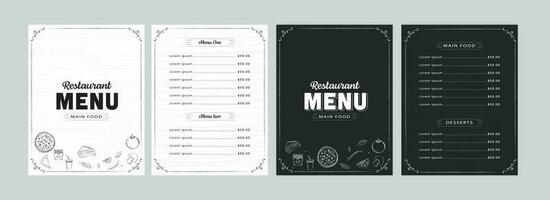 Restaurant Menu Card Template Layout In Red And White Color Options. vector