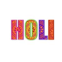 Colorful Mandala Or Floral Pattern Holi Font Against White Background. vector